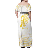 Be Bold Go Gold Polyneisan Ribbon Childhood Personalised Off Shoulder Maxi Dress