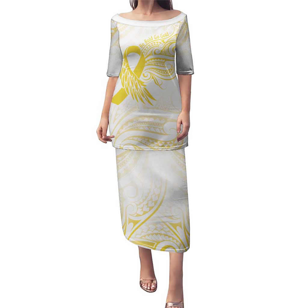 Be Bold Go Gold Polyneisan Ribbon Childhood Personalised Puletasi