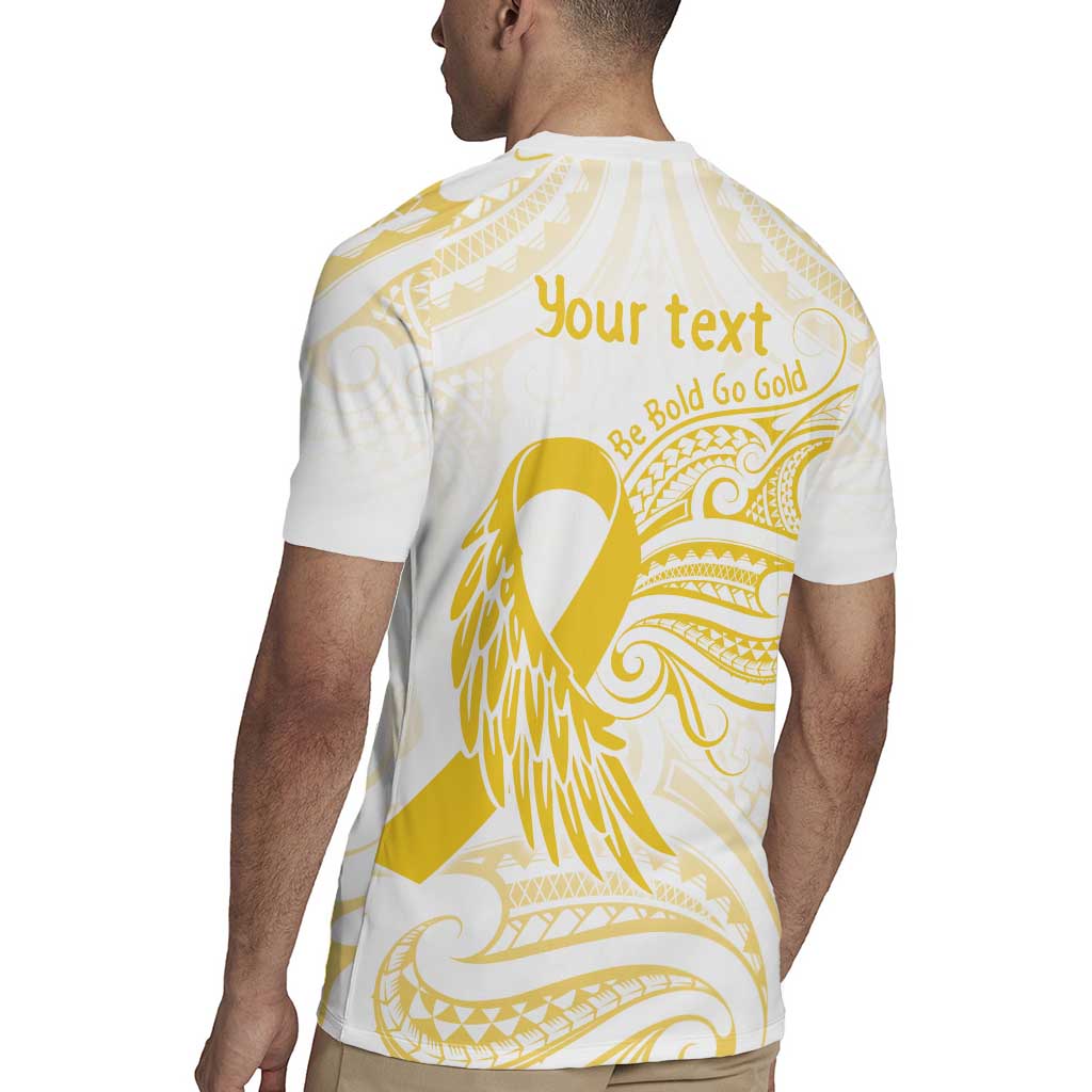 Be Bold Go Gold Polyneisan Ribbon Childhood Personalised Rugby Jersey