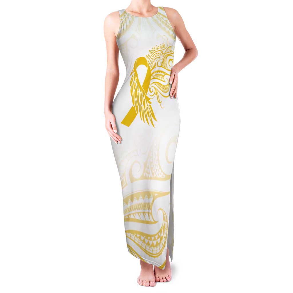 Be Bold Go Gold Polyneisan Ribbon Childhood Personalised Tank Maxi Dress