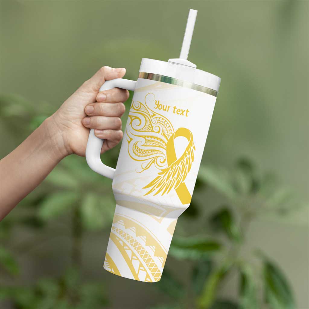 Be Bold Go Gold Polyneisan Ribbon Childhood Personalised Tumbler With Handle