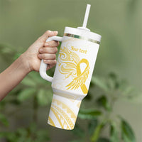 Be Bold Go Gold Polyneisan Ribbon Childhood Personalised Tumbler With Handle