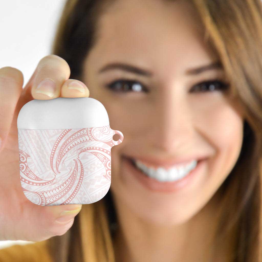 White Sunday Lotu Tamaiti AirPods Case Polynesian Wave Pastel Blush - Polynesian Pride