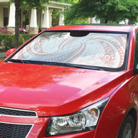 White Sunday Lotu Tamaiti Auto Sun Shade Polynesian Wave Pastel Blush - Polynesian Pride