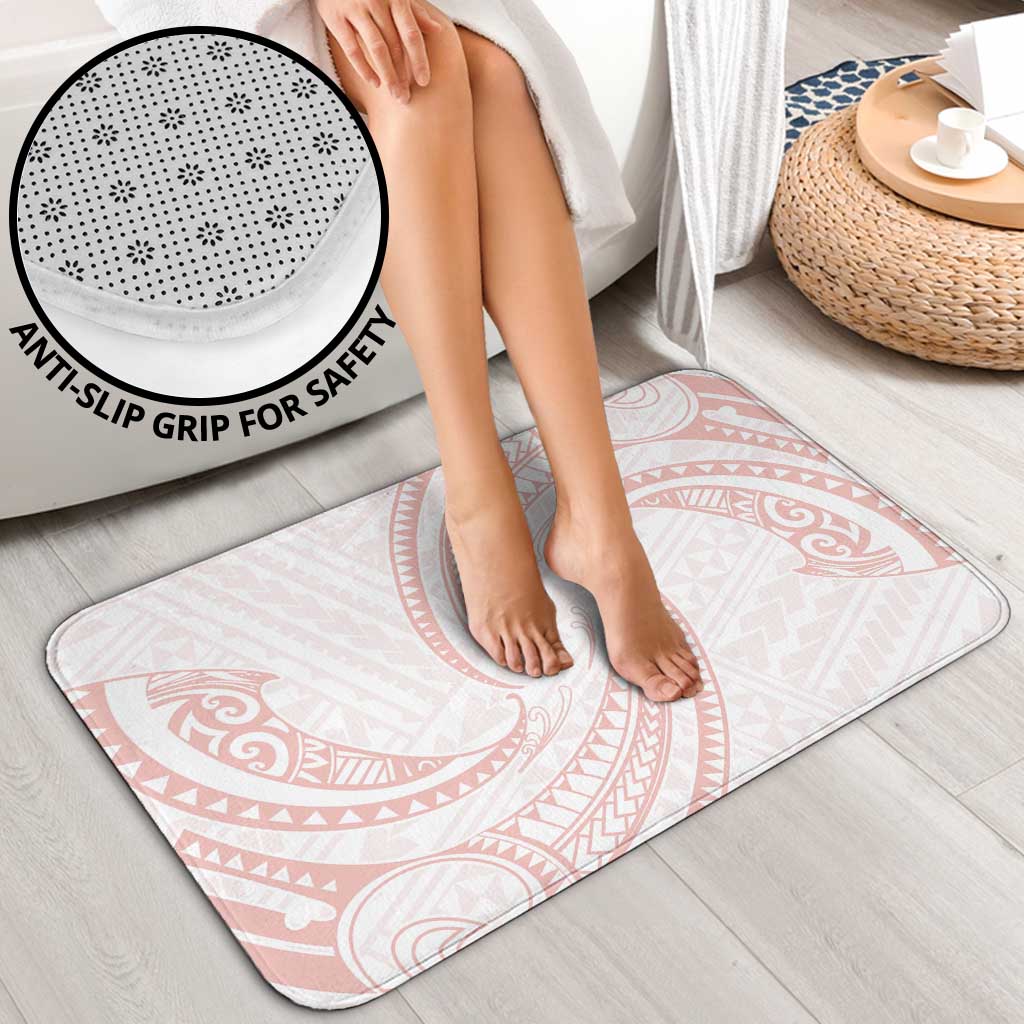 White Sunday Lotu Tamaiti Bathroom Set Polynesian Wave Pastel Blush - Polynesian Pride