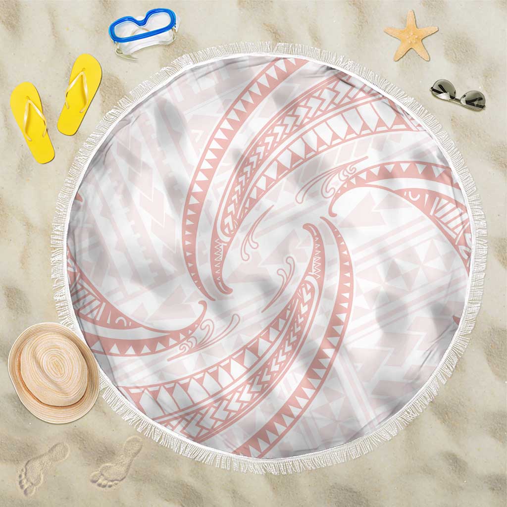White Sunday Lotu Tamaiti Beach Blanket Polynesian Wave Pastel Blush - Polynesian Pride