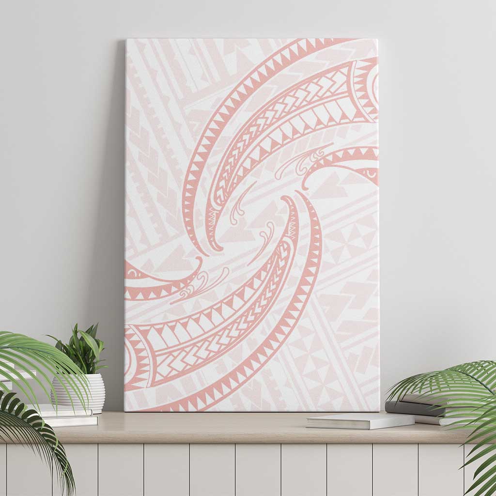 White Sunday Lotu Tamaiti Canvas Wall Art Polynesian Wave Pastel Blush - Polynesian Pride