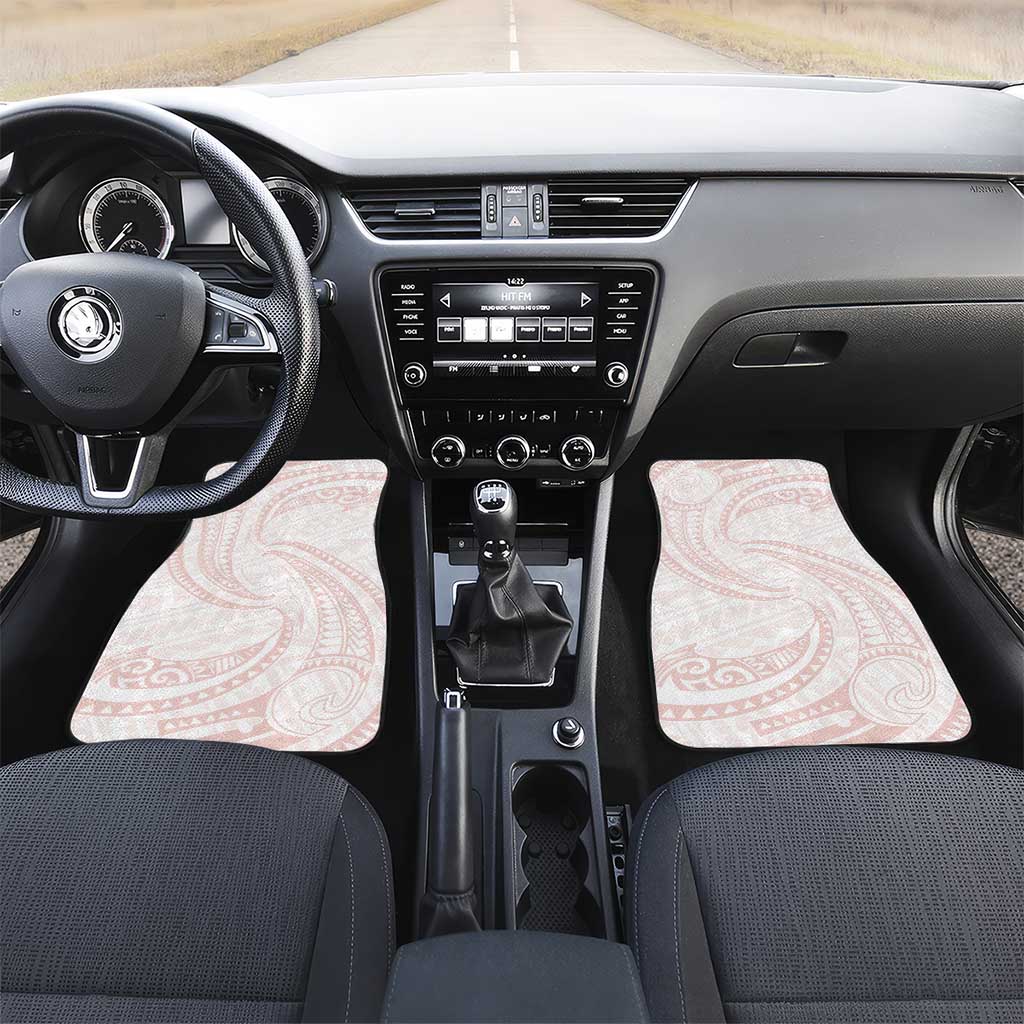 White Sunday Lotu Tamaiti Car Mats Polynesian Wave Pastel Blush - Polynesian Pride