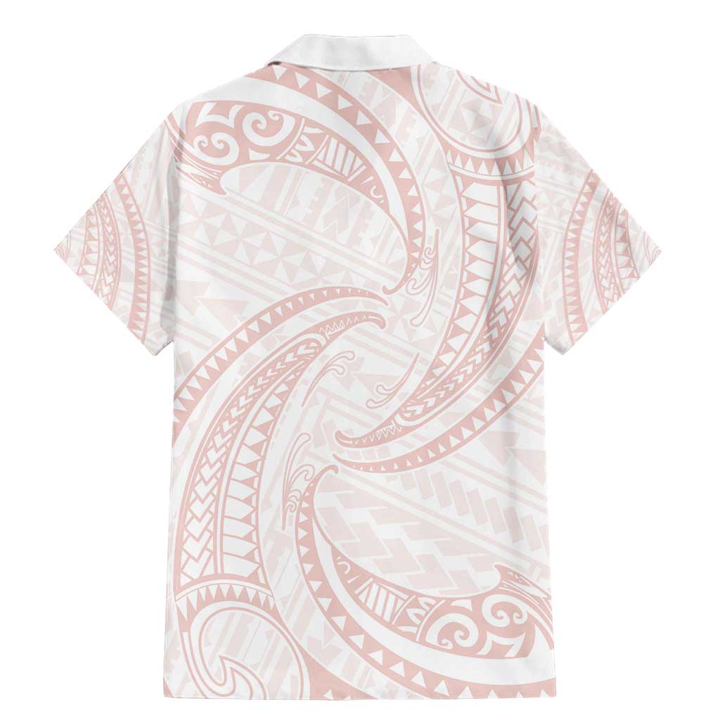 White Sunday Lotu Tamaiti Family Matching Mermaid Dress and Hawaiian Shirt Polynesian Wave Pastel Blush - Polynesian Pride
