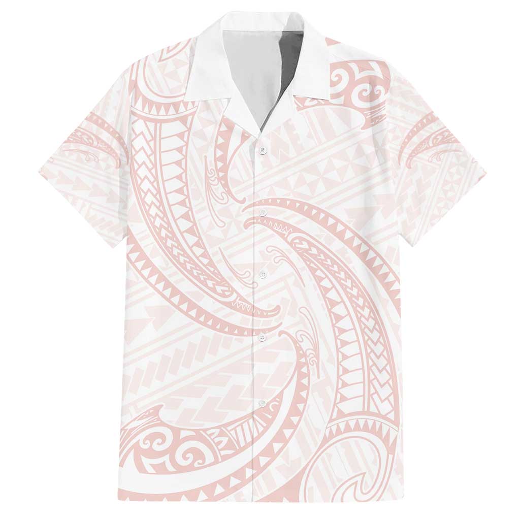 White Sunday Lotu Tamaiti Hawaiian Shirt Polynesian Wave Pastel Blush - Polynesian Pride