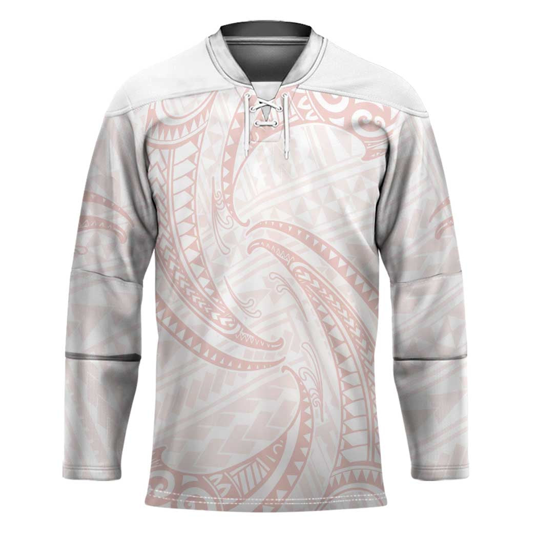 White Sunday Lotu Tamaiti Hockey Jersey Polynesian Wave Pastel Blush - Polynesian Pride