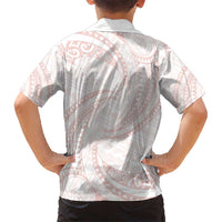 White Sunday Lotu Tamaiti Kid Hawaiian Shirt Polynesian Wave Pastel Blush - Polynesian Pride