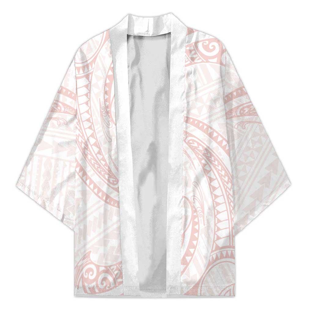 White Sunday Lotu Tamaiti Kimono Polynesian Wave Pastel Blush - Polynesian Pride
