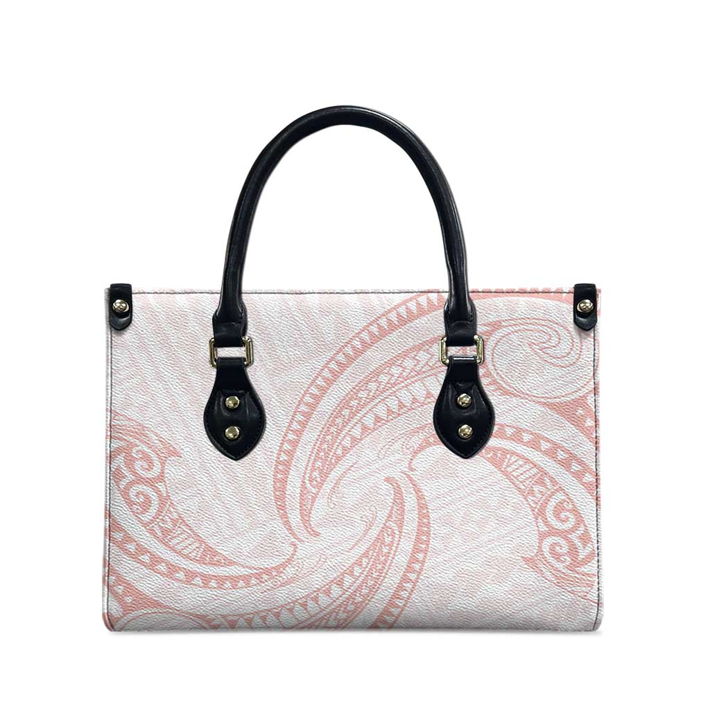 White Sunday Lotu Tamaiti Leather Bag Polynesian Wave Pastel Blush - Polynesian Pride