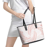 White Sunday Lotu Tamaiti Leather Tote Bag Polynesian Wave Pastel Blush - Polynesian Pride