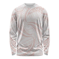White Sunday Lotu Tamaiti Long Sleeve Shirt Polynesian Wave Pastel Blush LT9 Unisex Blush - Polynesian Pride