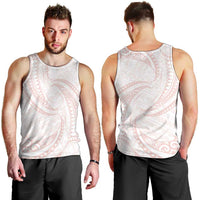 White Sunday Lotu Tamaiti Men Tank Top Polynesian Wave Pastel Blush - Polynesian Pride