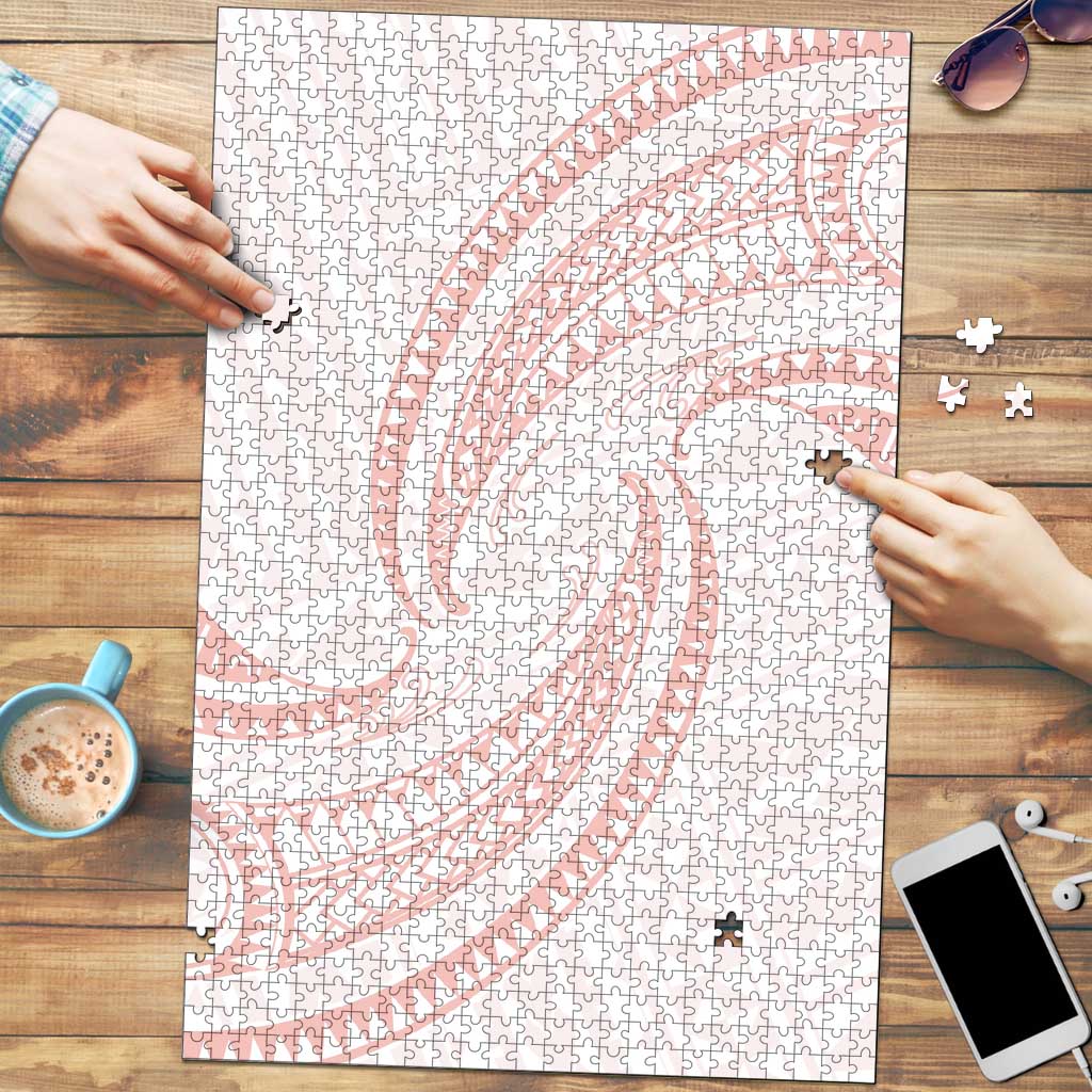 White Sunday Lotu Tamaiti Puzzle Polynesian Wave Pastel Blush - Polynesian Pride
