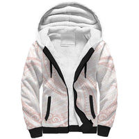White Sunday Lotu Tamaiti Sherpa Hoodie Polynesian Wave Pastel Blush - Polynesian Pride