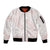 White Sunday Lotu Tamaiti Sleeve Zip Bomber Jacket Polynesian Wave Pastel Blush - Polynesian Pride