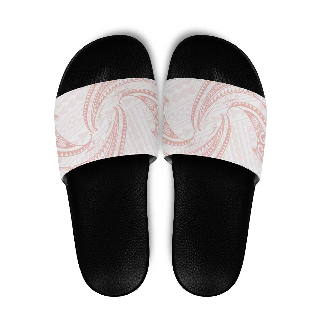 White Sunday Lotu Tamaiti Slide Sandals Polynesian Wave Pastel Blush - Polynesian Pride