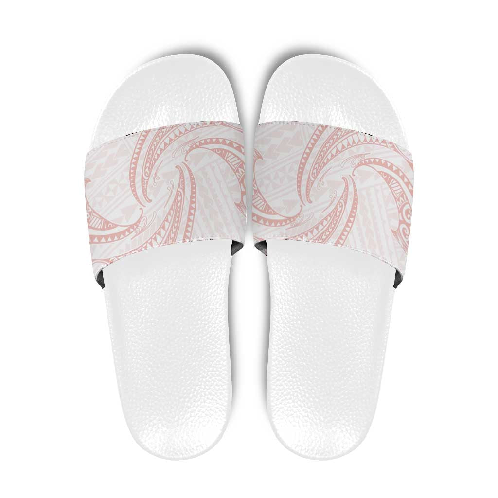 White Sunday Lotu Tamaiti Slide Sandals Polynesian Wave Pastel Blush - Polynesian Pride