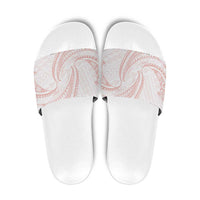 White Sunday Lotu Tamaiti Slide Sandals Polynesian Wave Pastel Blush - Polynesian Pride