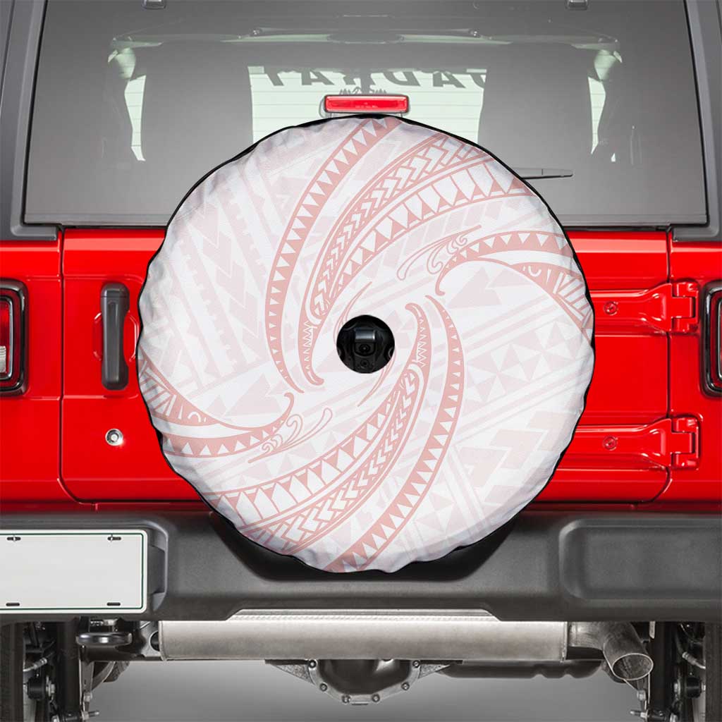 White Sunday Lotu Tamaiti Spare Tire Cover Polynesian Wave Pastel Blush - Polynesian Pride