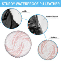 White Sunday Lotu Tamaiti Spare Tire Cover Polynesian Wave Pastel Blush - Polynesian Pride