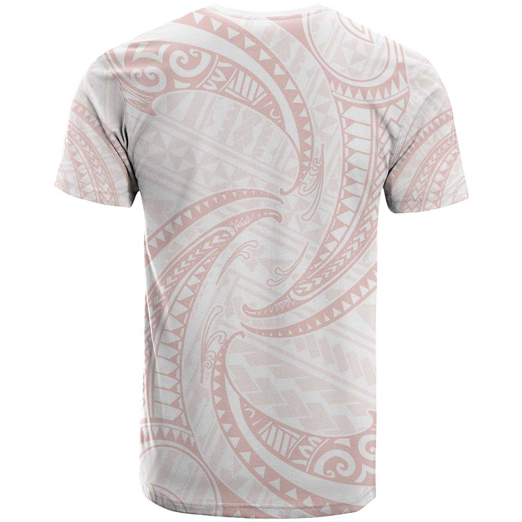 White Sunday Lotu Tamaiti T Shirt Polynesian Wave Pastel Blush - Polynesian Pride