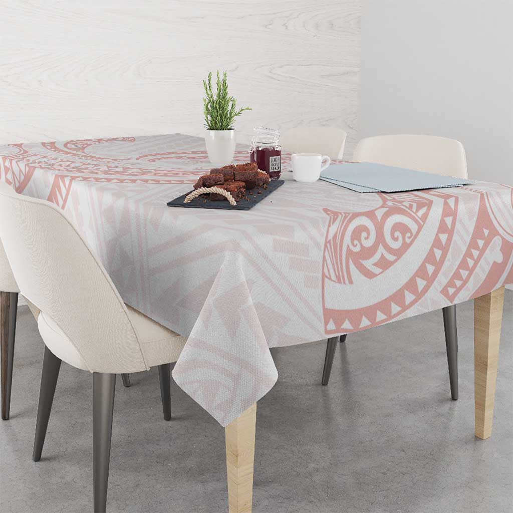 White Sunday Lotu Tamaiti Tablecloth Polynesian Wave Pastel Blush - Polynesian Pride