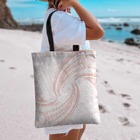 White Sunday Lotu Tamaiti Tote Bag Polynesian Wave Pastel Blush - Polynesian Pride