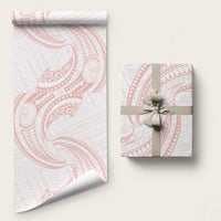White Sunday Lotu Tamaiti Wrapping Paper Polynesian Wave Pastel Blush - Polynesian Pride