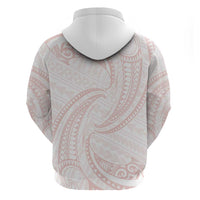 White Sunday Lotu Tamaiti Zip Hoodie Polynesian Wave Pastel Blush - Polynesian Pride