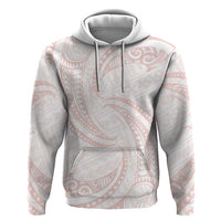White Sunday Lotu Tamaiti Zip Hoodie Polynesian Wave Pastel Blush - Polynesian Pride