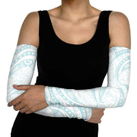 White Sunday Lotu Tamaiti Arm Sleeves Polynesian Wave Pastel Cyan LT9 - Polynesian Pride