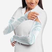 White Sunday Lotu Tamaiti Arm Sleeves Polynesian Wave Pastel Cyan LT9 - Polynesian Pride