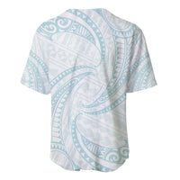 White Sunday Lotu Tamaiti Baseball Jersey Polynesian Wave Pastel Cyan - Polynesian Pride