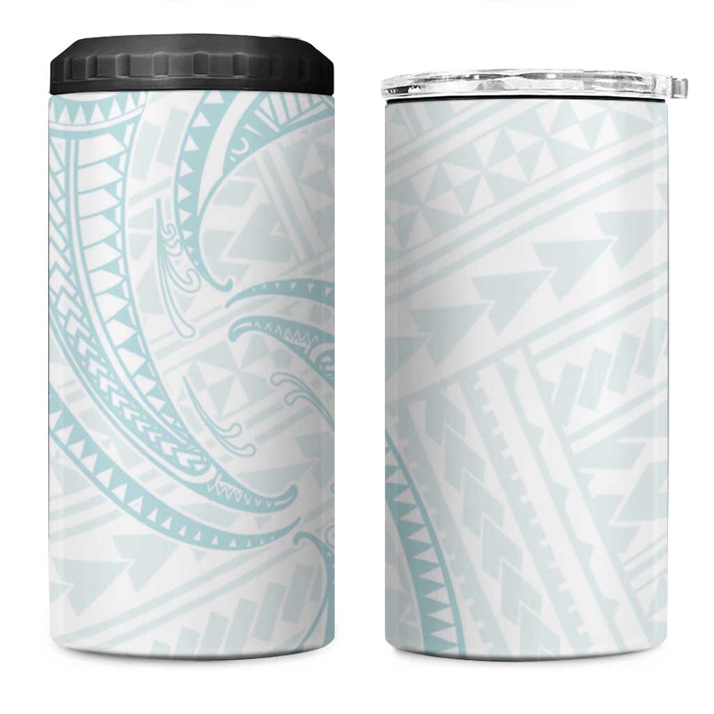 White Sunday Lotu Tamaiti 4 in 1 Can Cooler Tumbler Polynesian Wave Pastel Cyan - Polynesian Pride