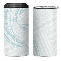 White Sunday Lotu Tamaiti 4 in 1 Can Cooler Tumbler Polynesian Wave Pastel Cyan - Polynesian Pride