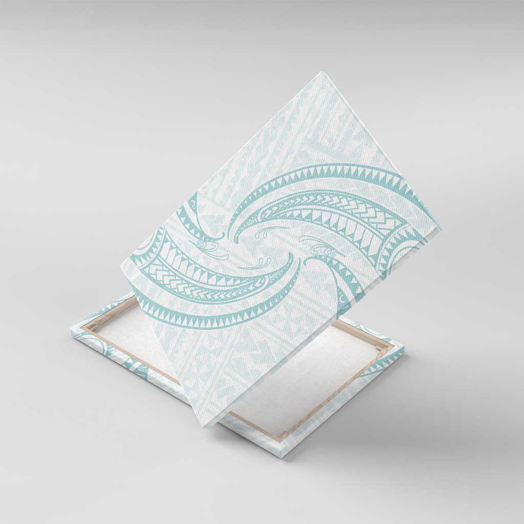White Sunday Lotu Tamaiti Canvas Wall Art Polynesian Wave Pastel Cyan - Polynesian Pride