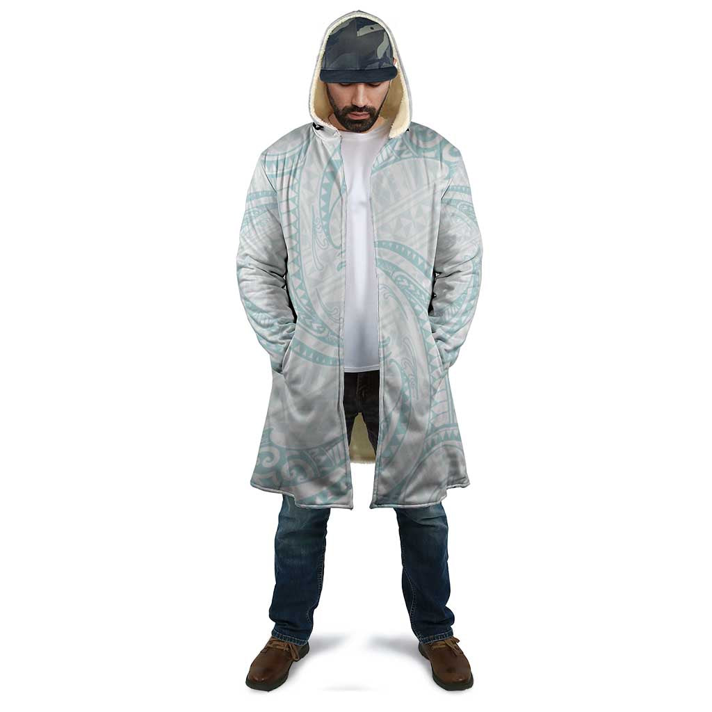 White Sunday Lotu Tamaiti Cloak Polynesian Wave Pastel Cyan - Polynesian Pride