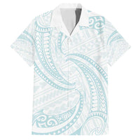 White Sunday Lotu Tamaiti Family Matching Puletasi and Hawaiian Shirt Polynesian Wave Pastel Cyan - Polynesian Pride