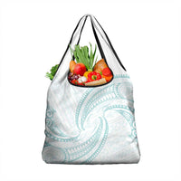 White Sunday Lotu Tamaiti Grocery Bag Polynesian Wave Pastel Cyan - Polynesian Pride