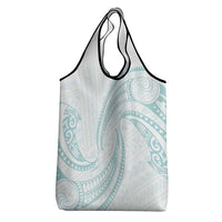 White Sunday Lotu Tamaiti Grocery Bag Polynesian Wave Pastel Cyan - Polynesian Pride