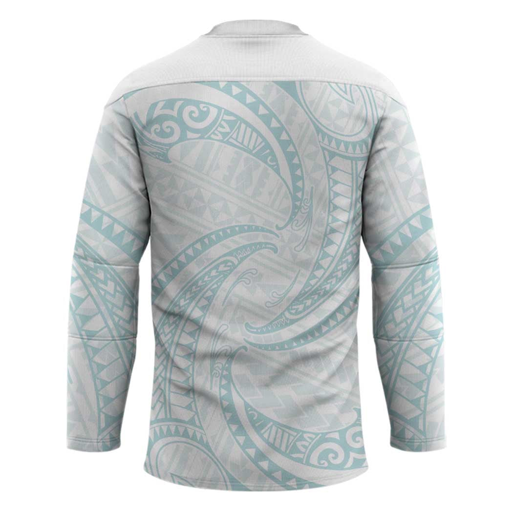 White Sunday Lotu Tamaiti Hockey Jersey Polynesian Wave Pastel Cyan - Polynesian Pride