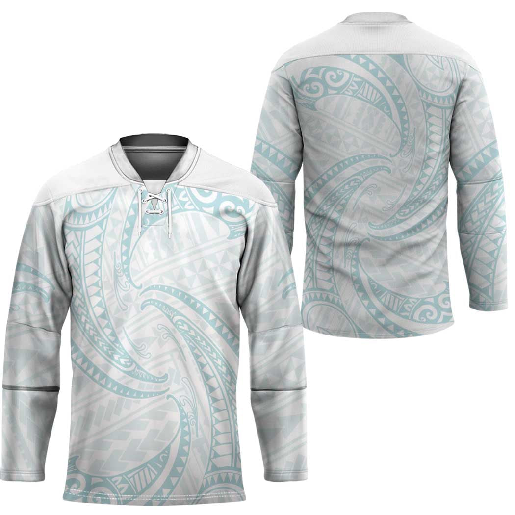 White Sunday Lotu Tamaiti Hockey Jersey Polynesian Wave Pastel Cyan - Polynesian Pride