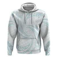 White Sunday Lotu Tamaiti Hoodie Polynesian Wave Pastel Cyan - Polynesian Pride