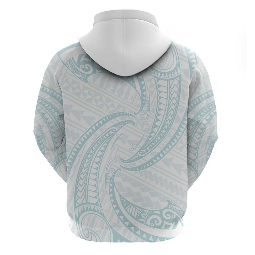 White Sunday Lotu Tamaiti Hoodie Polynesian Wave Pastel Cyan - Polynesian Pride