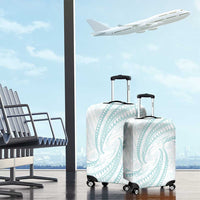 White Sunday Lotu Tamaiti Luggage Cover Polynesian Wave Pastel Cyan - Polynesian Pride